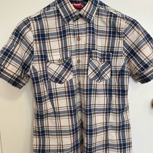 Dwell Plaid Cropped short -Sleeve button down